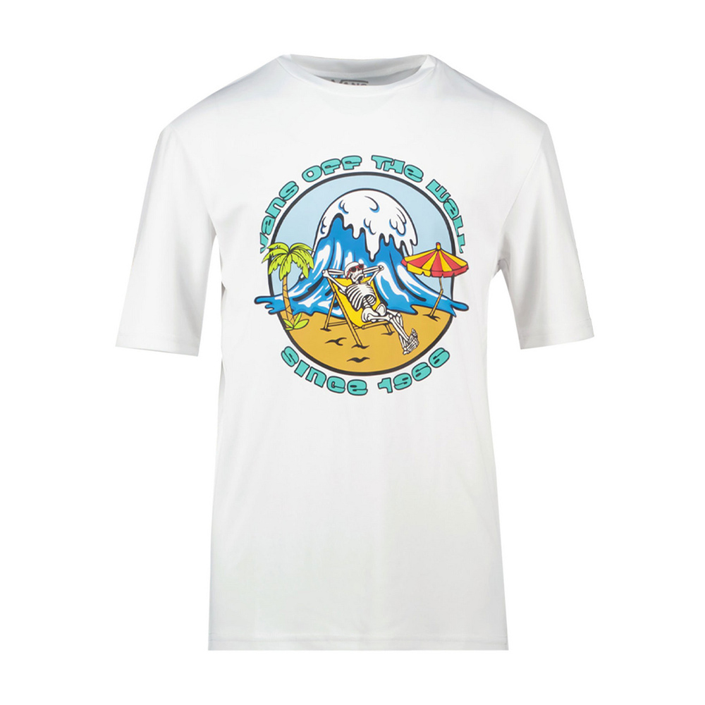Vans Boys Skelechill Sun Shirt Short Sleeve (Big Kids) White LG (12-14 Big Kid)